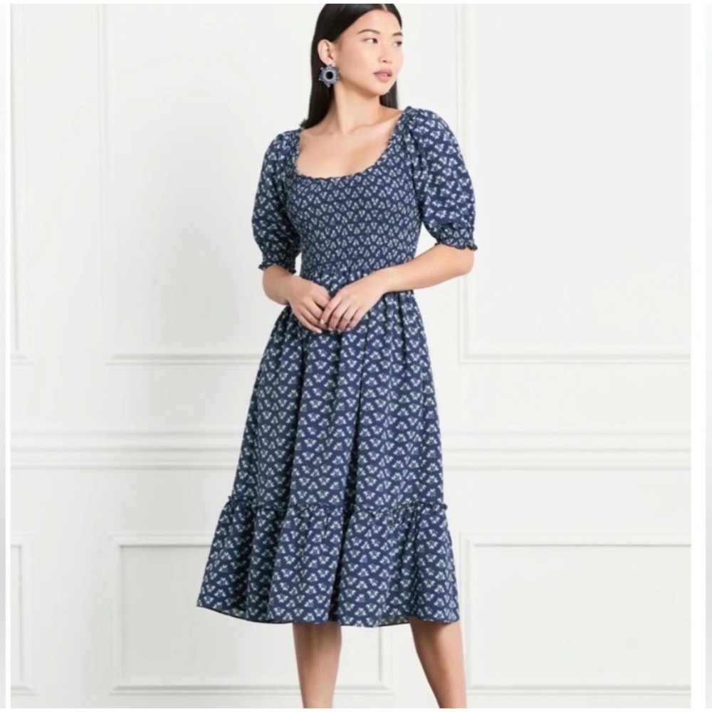 Hill House Home The Crepe Louisa Nap Midi Dress in Posy Navy Size XL